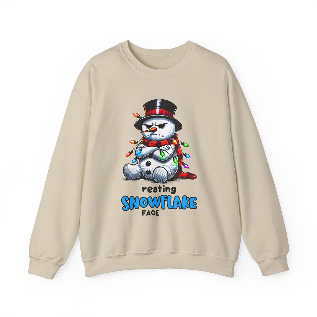 Resting Snowflake Face Snowman with Lights Sweatshirt