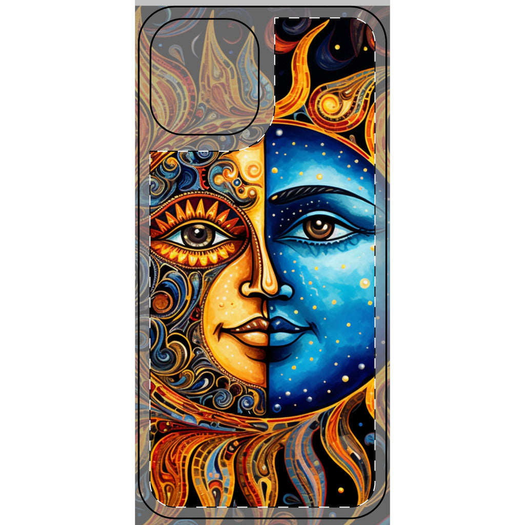 Sun and Moon Face Celestial Mandala Phone Skin | Boho Astrology