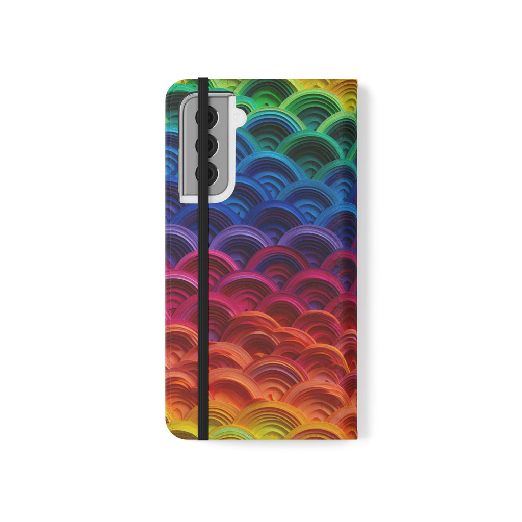 Rainbow Wave Scales Flip Case | Colorful Gradient Phone Cover