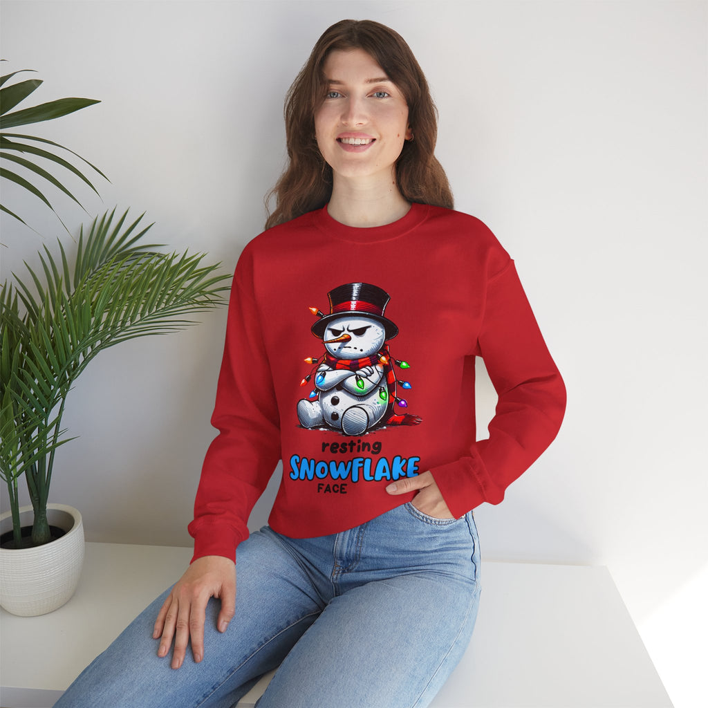 Resting Snowflake Face Snowman with Lights Sweatshirt