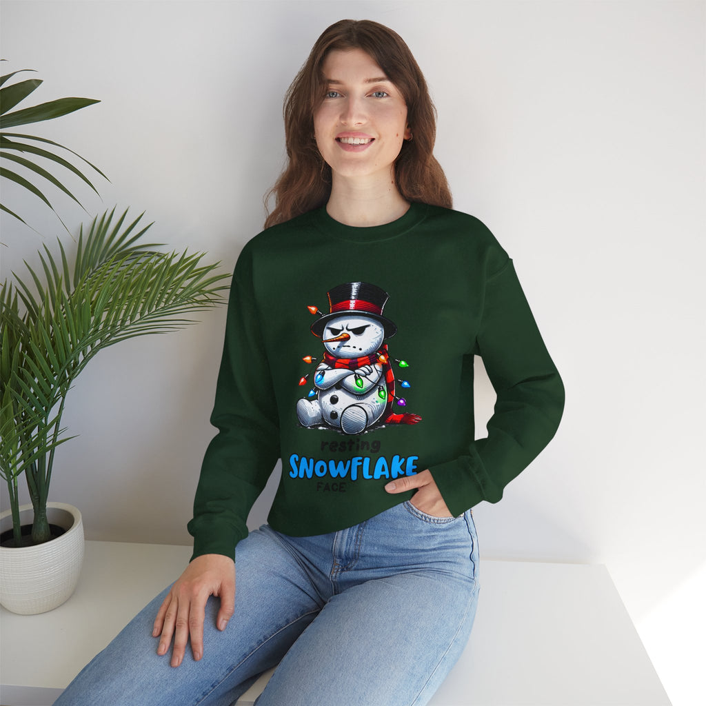 Resting Snowflake Face Snowman with Lights Sweatshirt