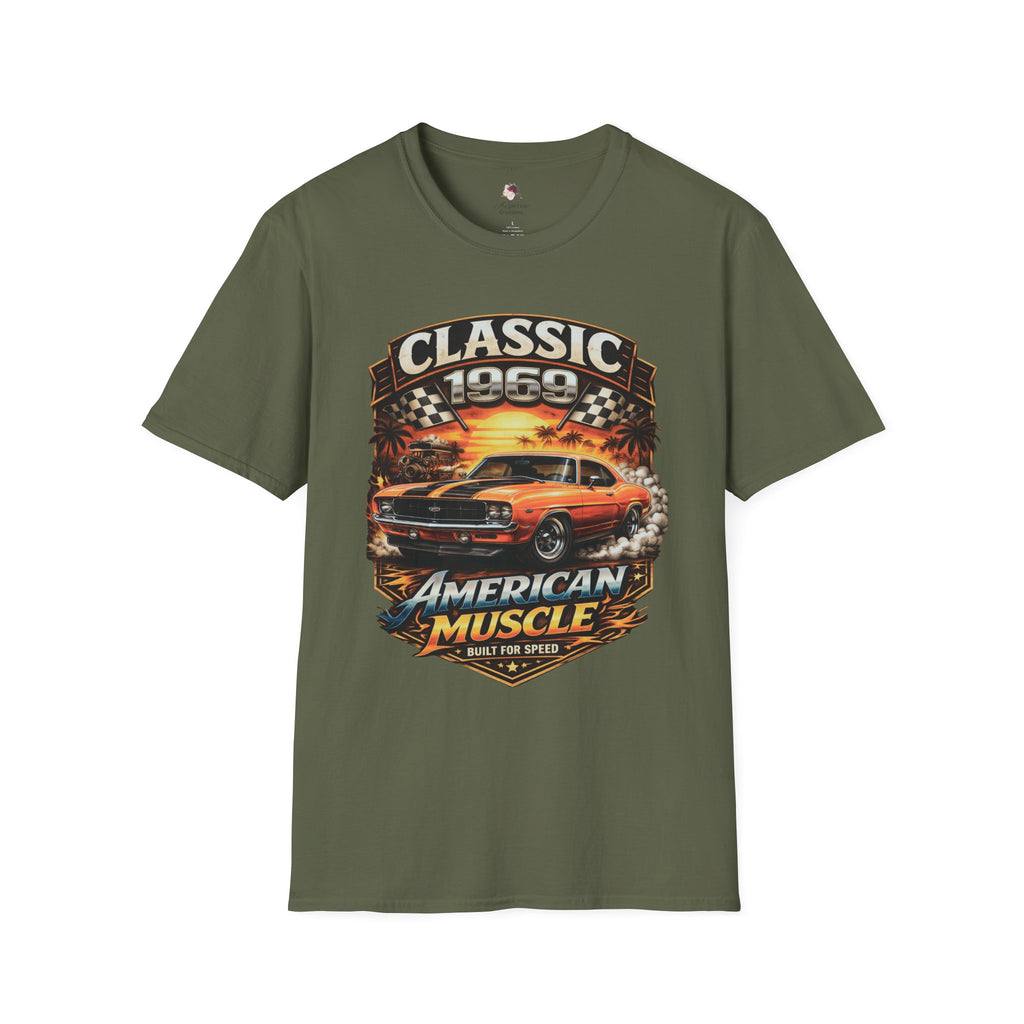 1969 Classic American Muscle Car T-Shirt | Vintage Camaro Graphic