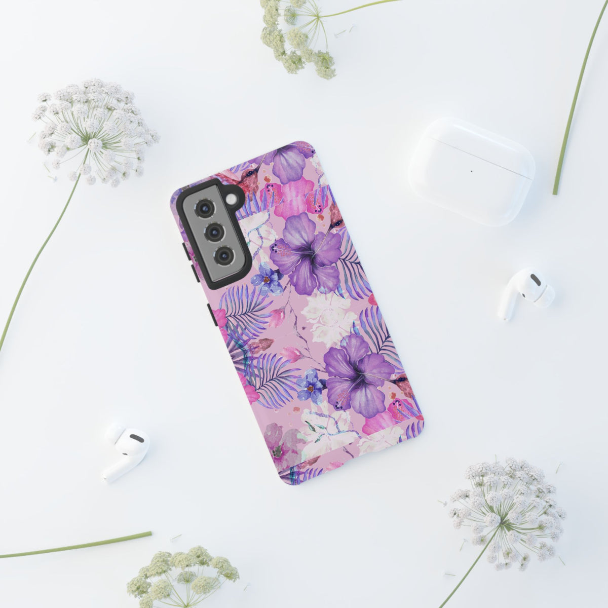 Phone Case, Artistic Floral Tough Case, Colorful Whimsical Trending Cover, Protective Device Shell, Stylish Smartphone Skin, Unique Mobile