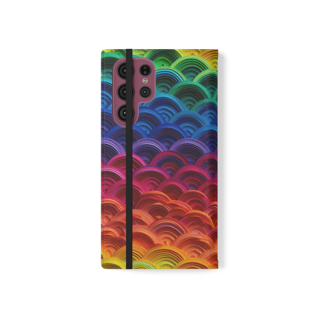 Rainbow Wave Scales Flip Case | Colorful Gradient Phone Cover