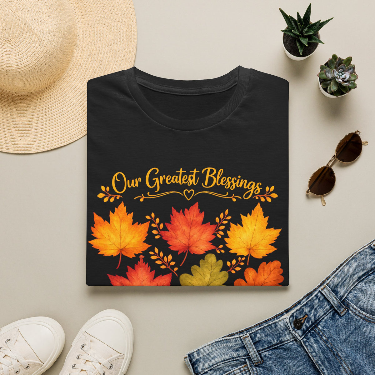 Our Greatest Blessings Autumn Leaves T-Shirt | Thanksgiving Fall Tee