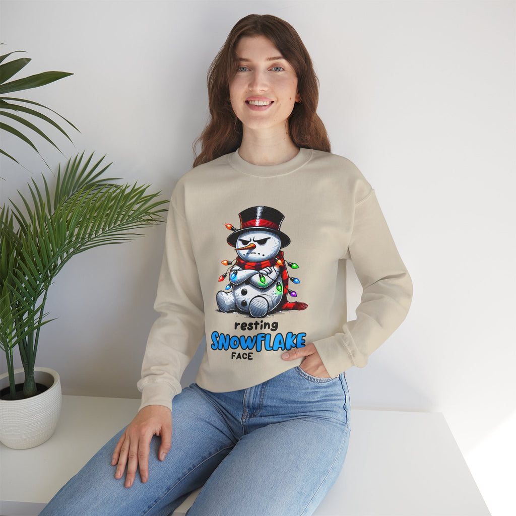 Resting Snowflake Face Snowman with Lights Sweatshirt