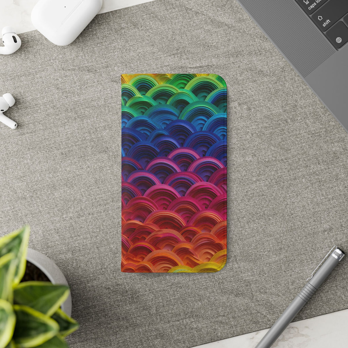 Rainbow Wave Scales Flip Case | Colorful Gradient Phone Cover