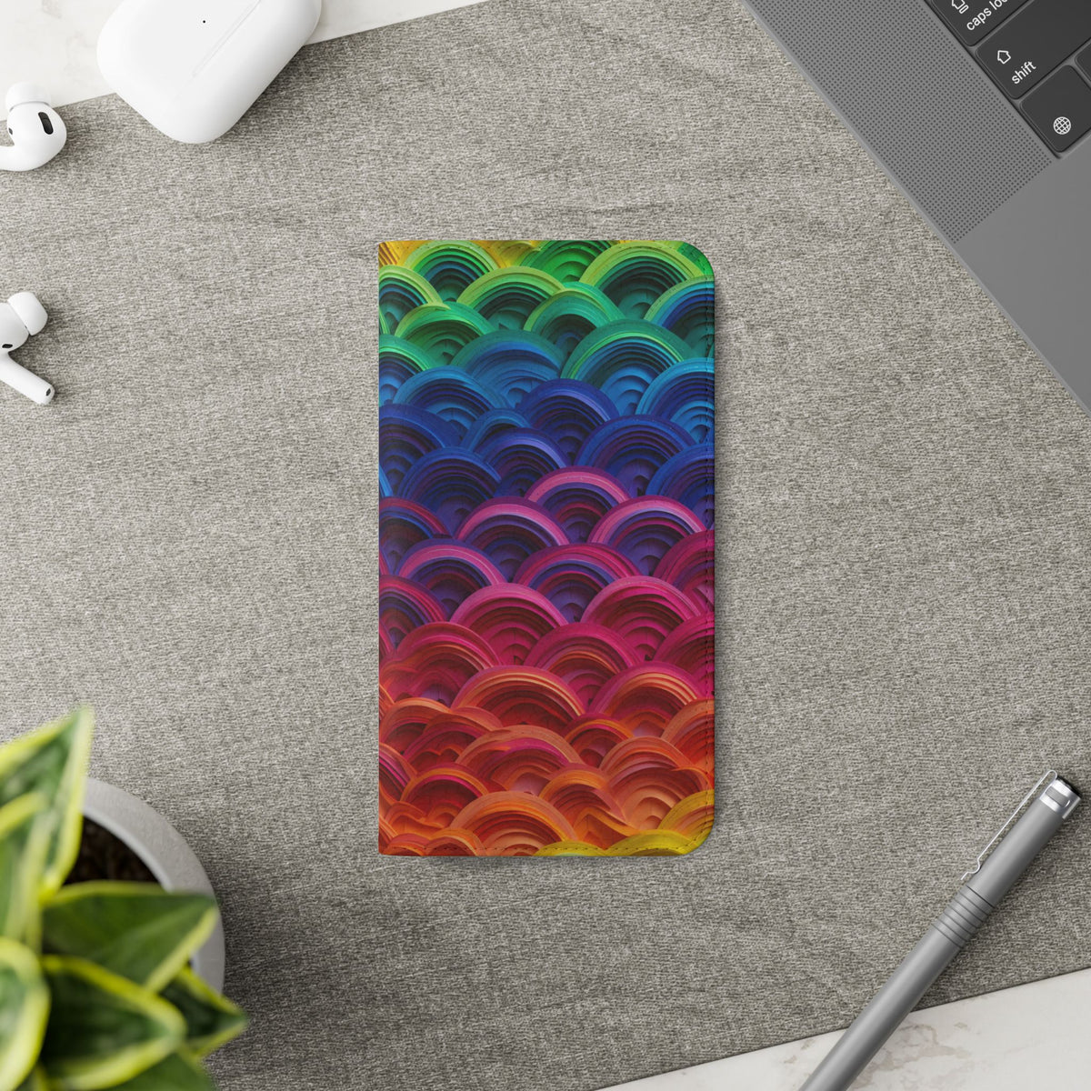 Rainbow Wave Scales Flip Case | Colorful Gradient Phone Cover