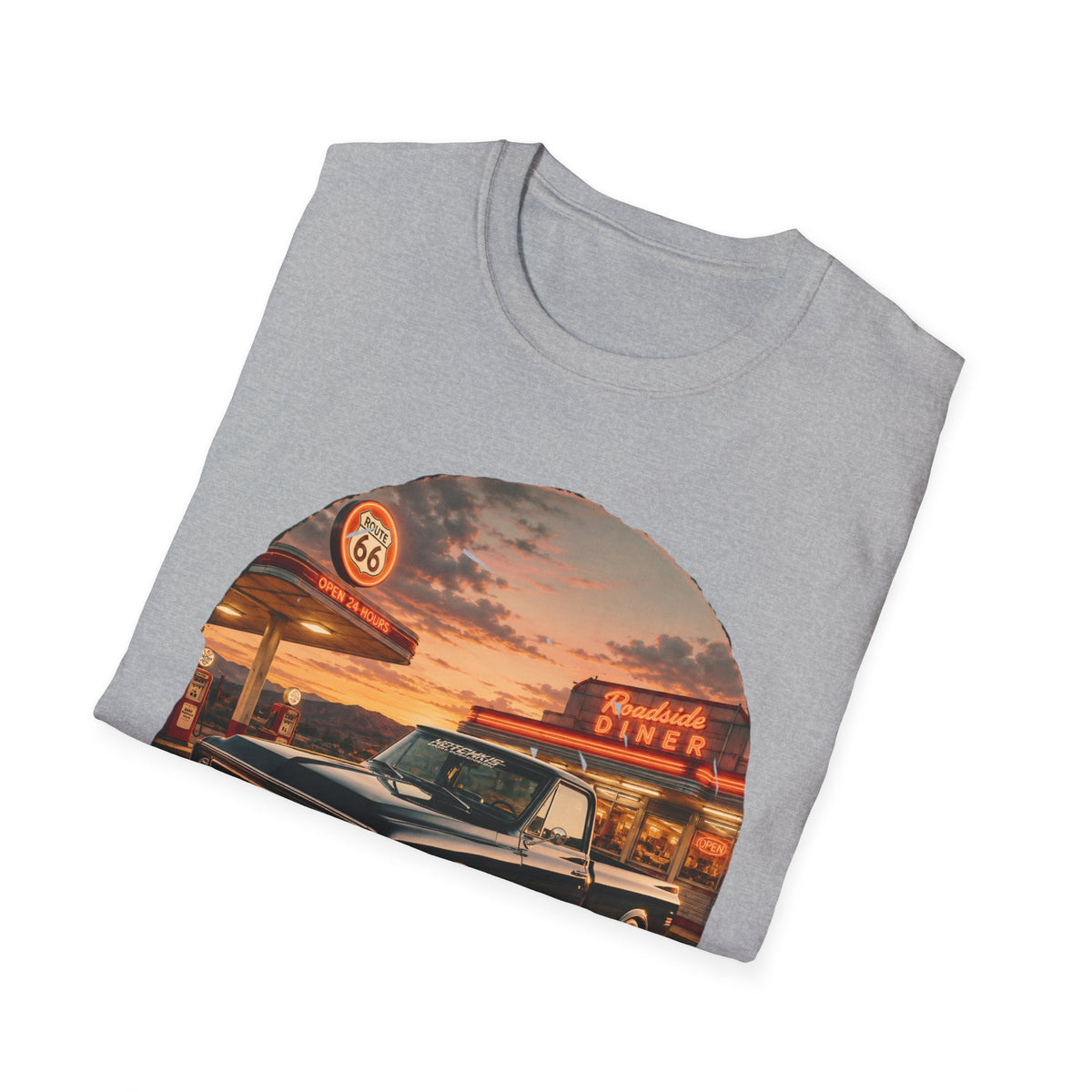 Vintage Chevy Pickup Sunset Circle T-Shirt | Retro Truck Diner Design