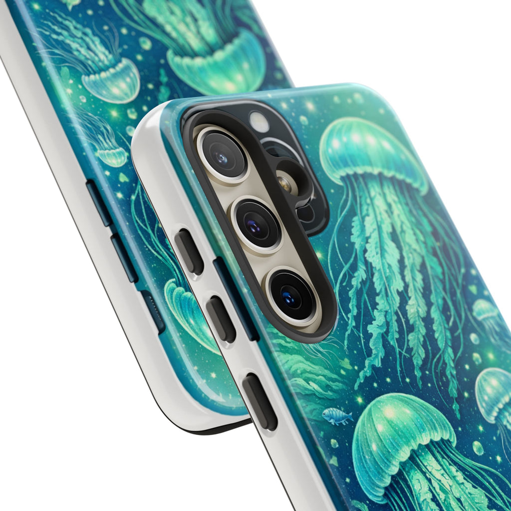 Ocean Jellyfish iPhone Case Design | Sea Green & Ocean Blue Phone Case | Underwater Sea Creatures Art | Coastal Aesthetic Phone Cover