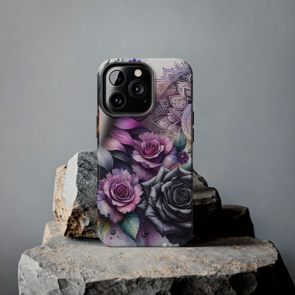 Artistic Floral Tough Phone Cases, Floral Design Phone Cover, Gift for Her, Beauty and Strength, Protective Case for Home