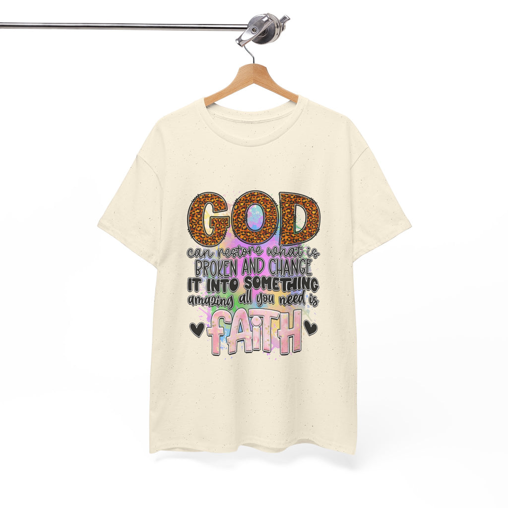Faithful Inspirational God Can Restore Unisex Heavy Cotton Tee, Christian Tee, Religious Shirt, Spiritual Tee, Inspirational T-Shirt,