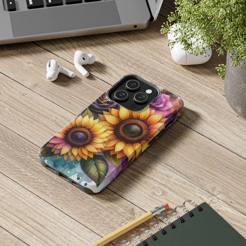 Vibrant Floral Phone Cases, Tough Phone Cover, Artistic Protection, Gift for Flower Lovers, Colorful Phone Accessory