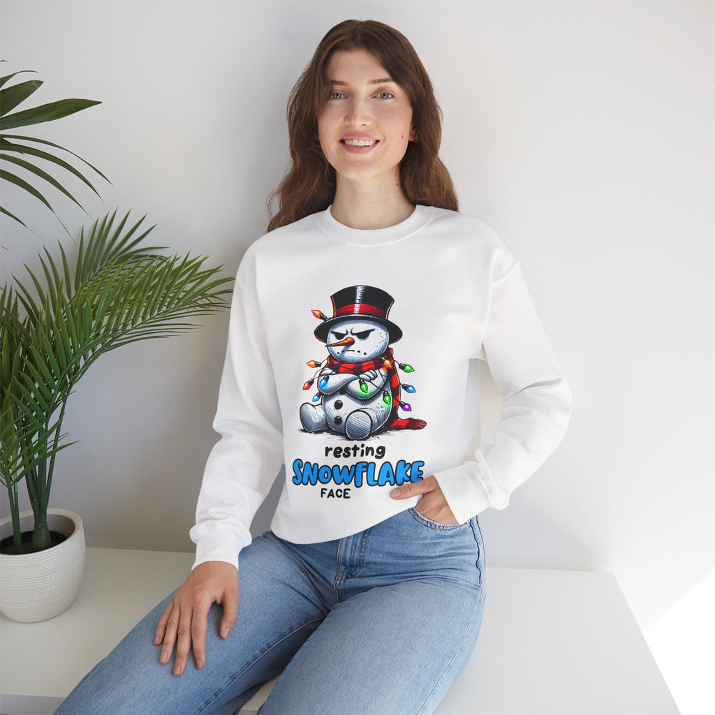 Resting Snowflake Face Snowman with Lights Sweatshirt