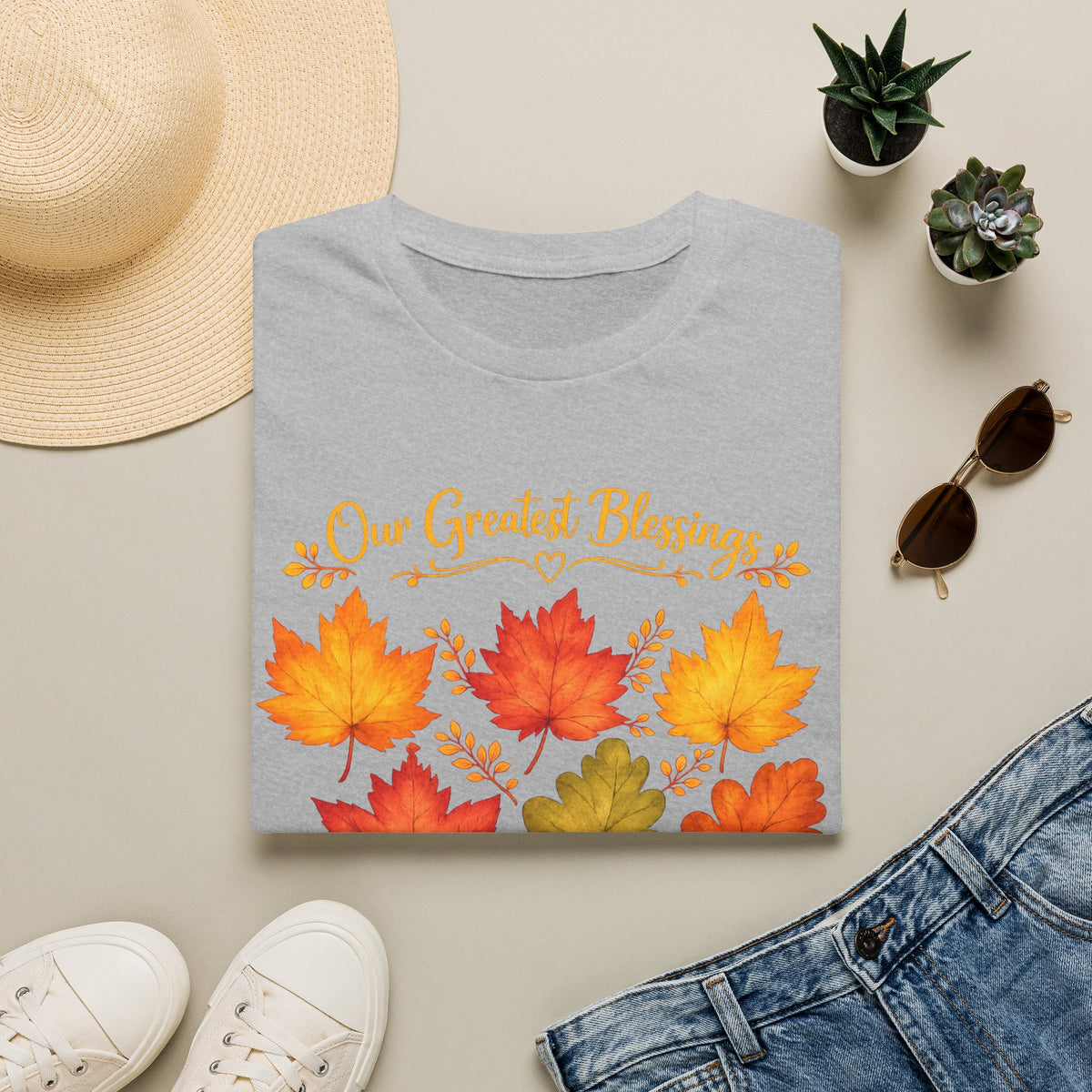 Our Greatest Blessings Autumn Leaves T-Shirt | Thanksgiving Fall Tee
