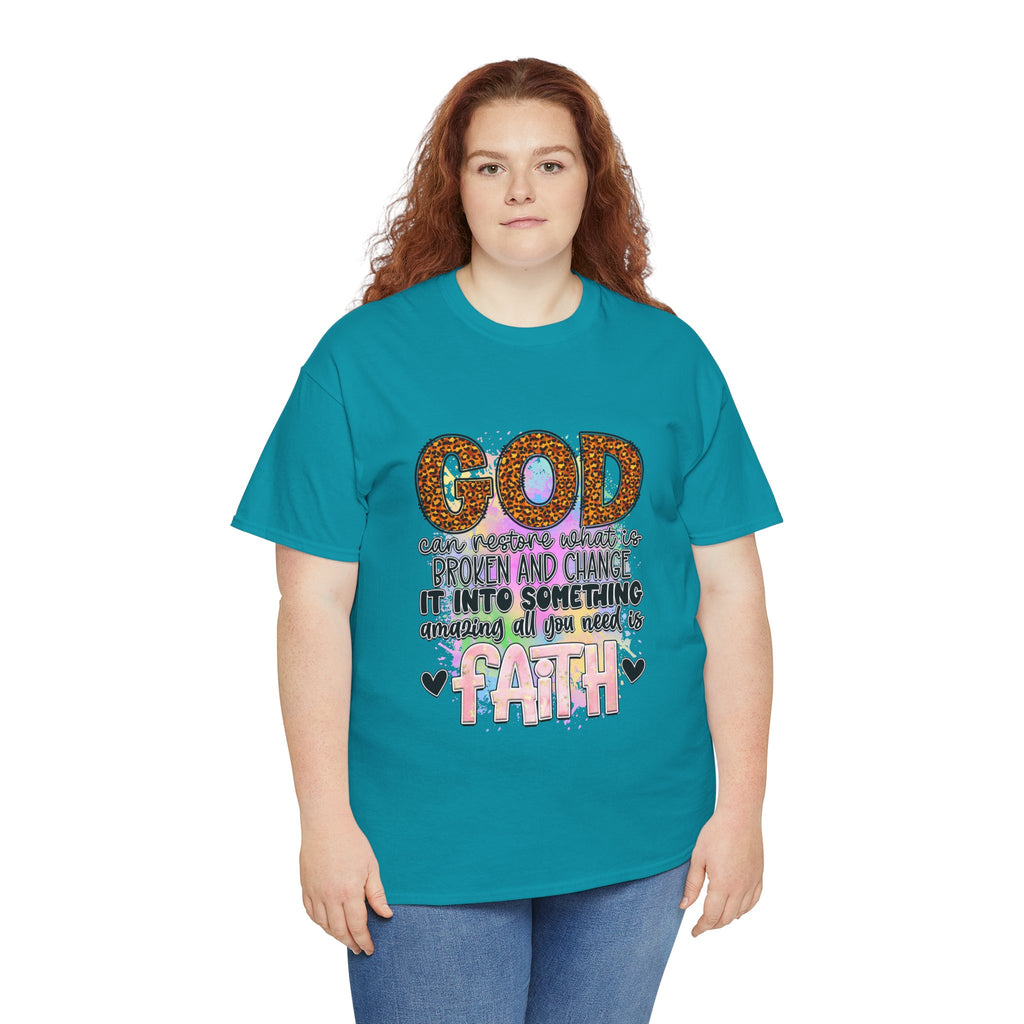 Faithful Inspirational God Can Restore Unisex Heavy Cotton Tee, Christian Tee, Religious Shirt, Spiritual Tee, Inspirational T-Shirt,