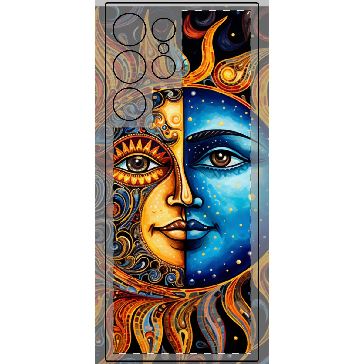 Sun and Moon Face Celestial Mandala Phone Skin | Boho Astrology