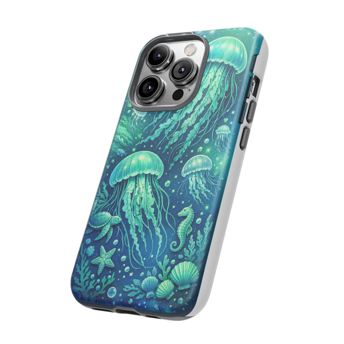 Ocean Jellyfish iPhone Case Design | Sea Green & Ocean Blue Phone Case | Underwater Sea Creatures Art | Coastal Aesthetic Phone Cover
