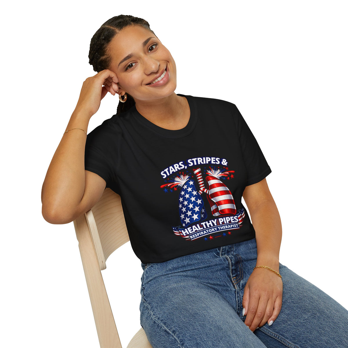 Stars and Stripes Healthy Lungs Respiratory Therapist T-Shirt