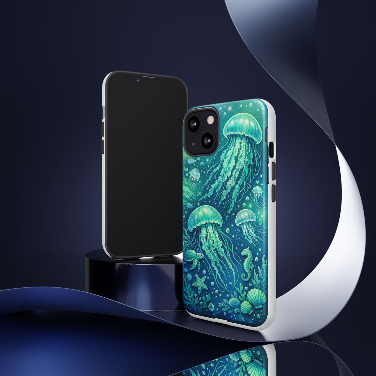 Ocean Jellyfish iPhone Case Design | Sea Green & Ocean Blue Phone Case | Underwater Sea Creatures Art | Coastal Aesthetic Phone Cover