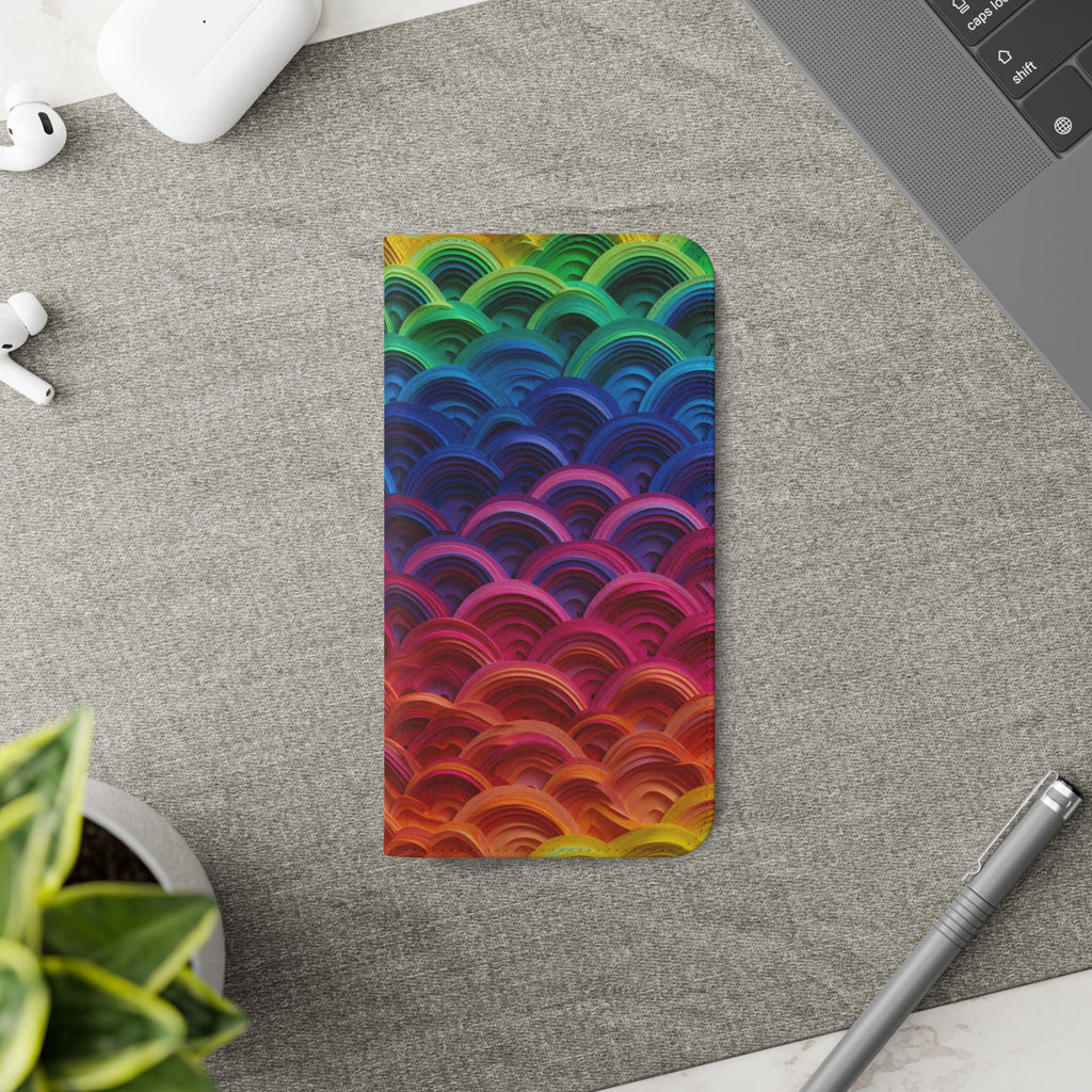 Rainbow Wave Scales Flip Case | Colorful Gradient Phone Cover