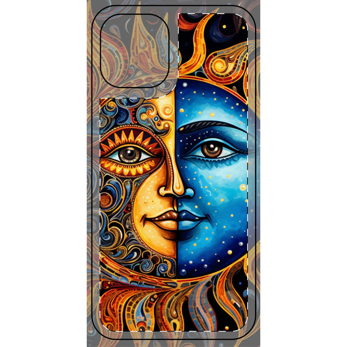 Sun and Moon Face Celestial Mandala Phone Skin | Boho Astrology