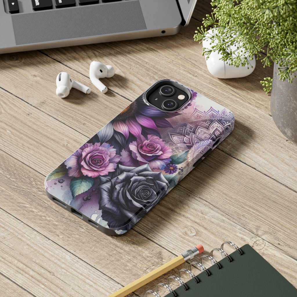 Artistic Floral Tough Phone Cases, Floral Design Phone Cover, Gift for Her, Beauty and Strength, Protective Case for Home