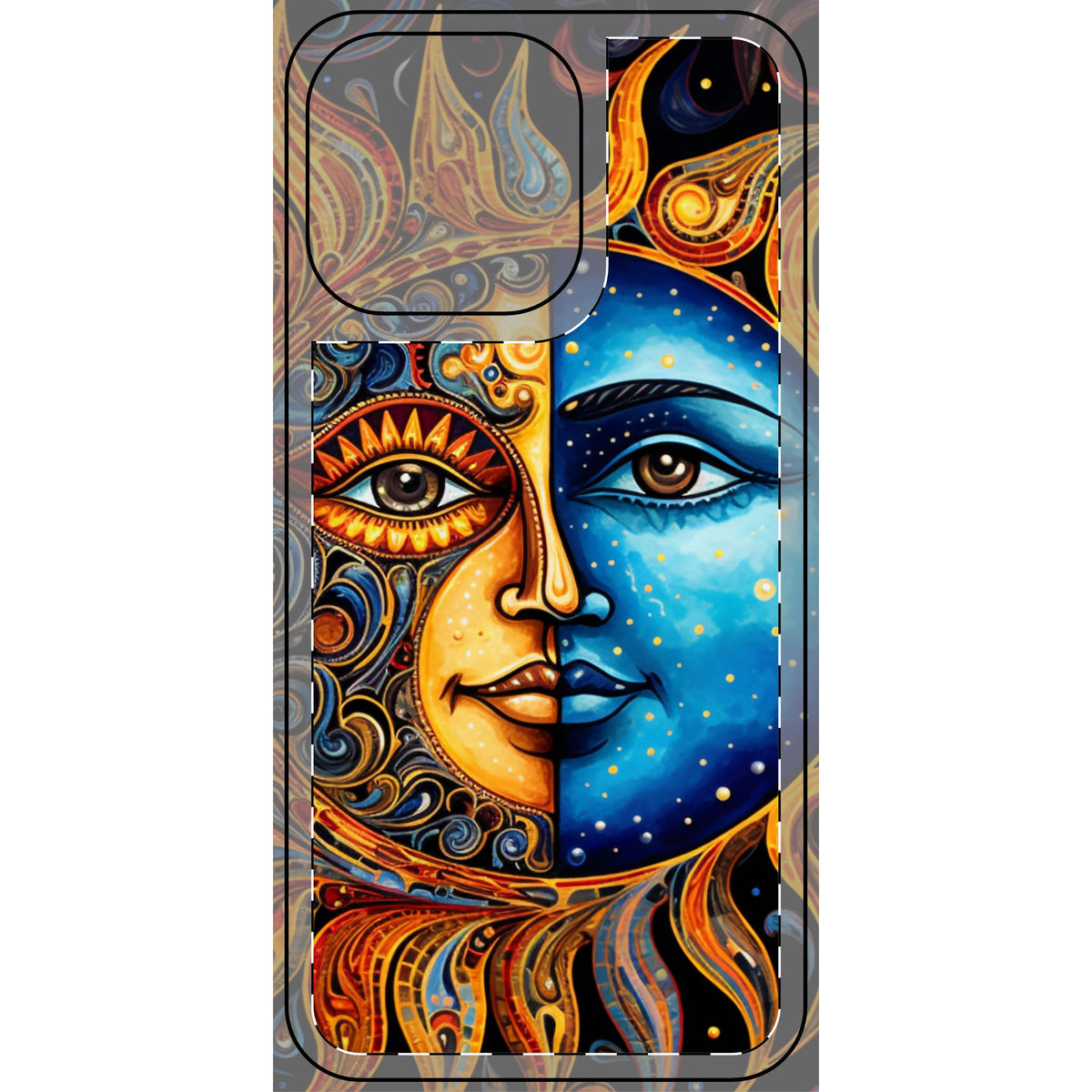 Sun and Moon Face Celestial Mandala Phone Skin | Boho Astrology