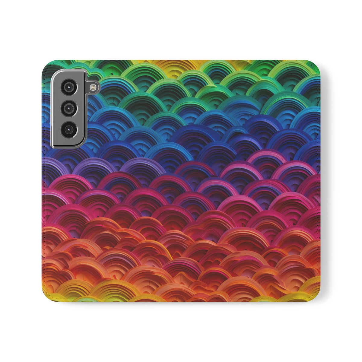 Rainbow Wave Scales Flip Case | Colorful Gradient Phone Cover