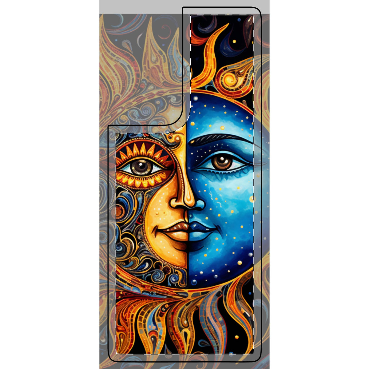 Sun and Moon Face Celestial Mandala Phone Skin | Boho Astrology