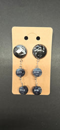 Handmade Black & White Marbled Resin Dangle Earrings – 3 Inch Statement Earrings, One of a Kind