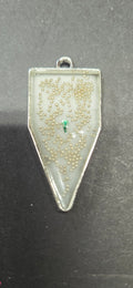 Handmade Coffin Resin Pendant Necklace - Gothic White Gold Green Gem