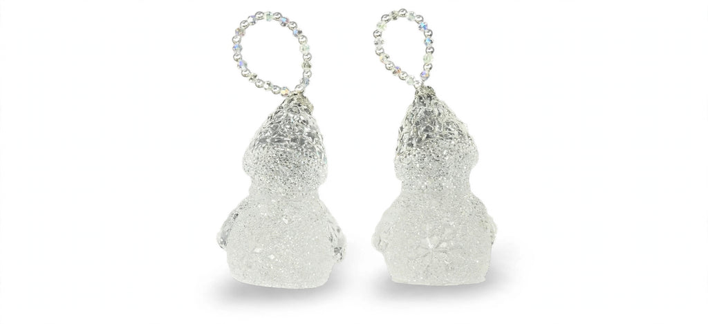 Handmade Crystal Snowman Christmas Ornament – Clear Epoxy Resin