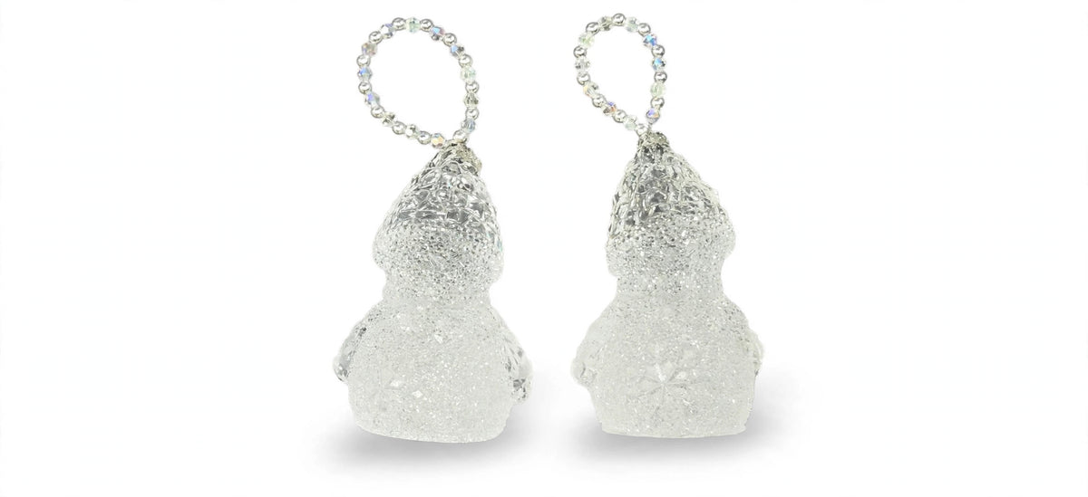 Handmade Crystal Snowman Christmas Ornament – Clear Epoxy Resin