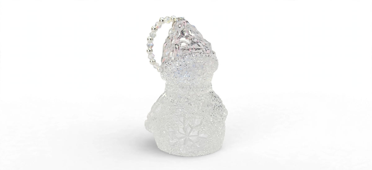 Handmade Crystal Snowman Christmas Ornament – Clear Epoxy Resin