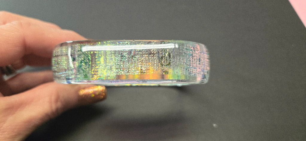 Handmade Resin Rectangle Bangle - Music Notes Dichroic Design