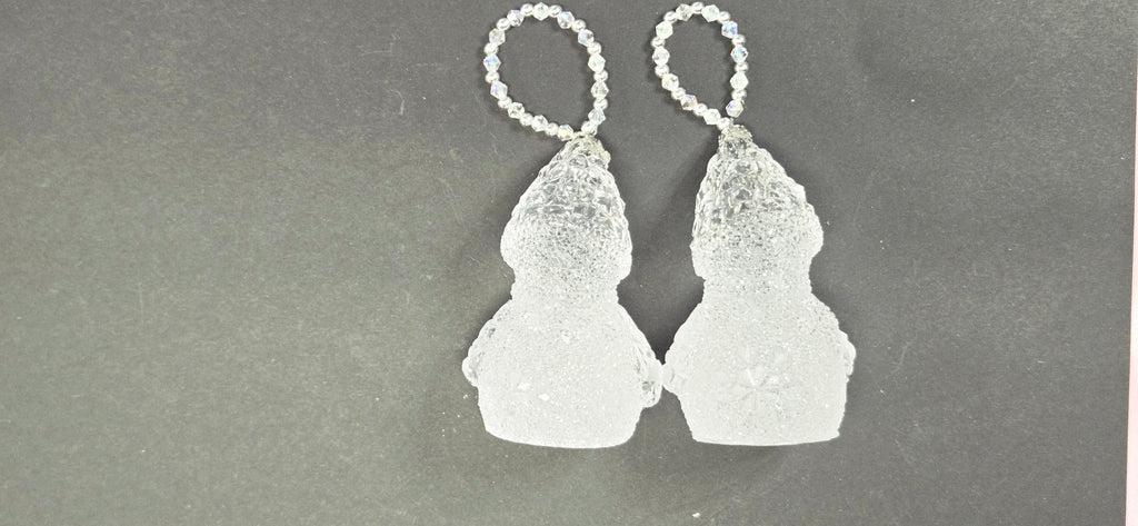 Handmade Crystal Snowman Christmas Ornament – Clear Epoxy Resin