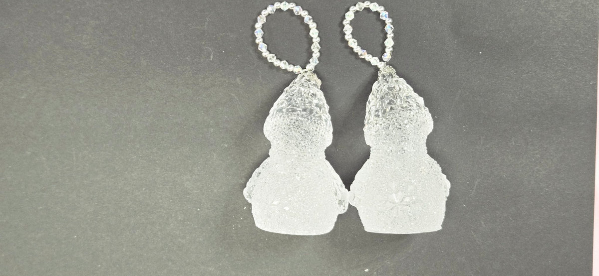 Handmade Crystal Snowman Christmas Ornament – Clear Epoxy Resin