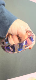 Handmade Resin Oval Bangle - Animal Print Dichroic Design