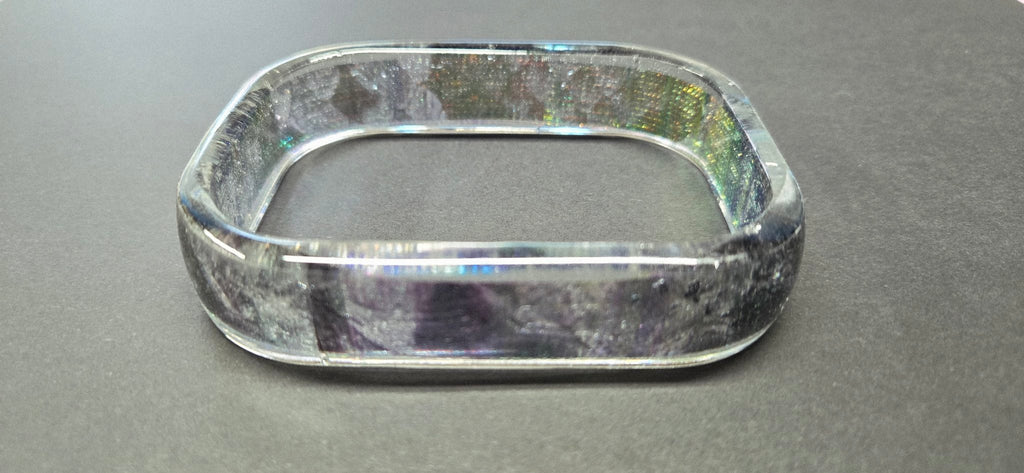 Handmade Resin Square Bangle - Snakeskin Dichroic Design