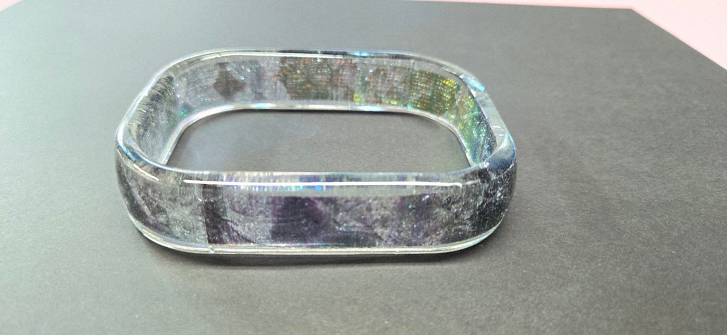 Handmade Resin Square Bangle - Snakeskin Dichroic Design