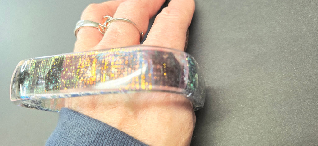 Handmade Resin Square Bangle - Snakeskin Dichroic Design